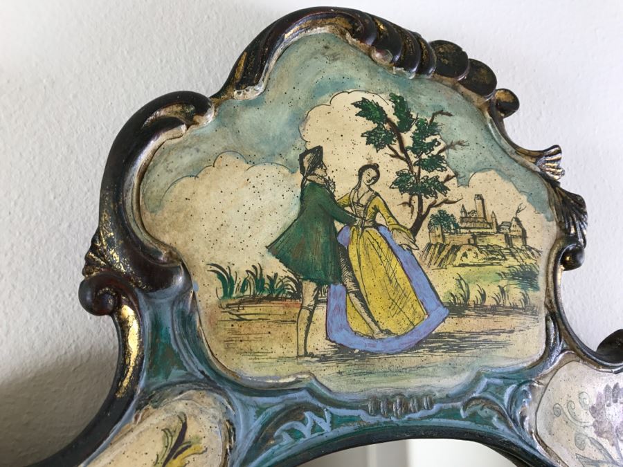 Stunning Hand Painted Gilt Wood Wall Mirror [Photo 7]