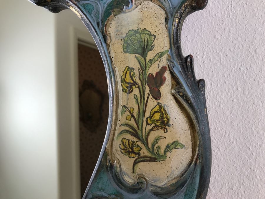 Stunning Hand Painted Gilt Wood Wall Mirror [Photo 4]