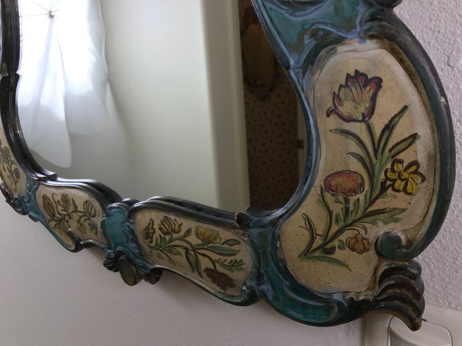 Stunning Hand Painted Gilt Wood Wall Mirror [Photo 5]