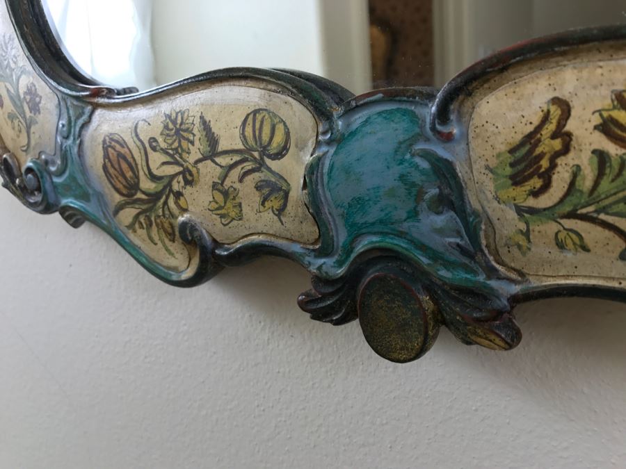 Stunning Hand Painted Gilt Wood Wall Mirror [Photo 6]