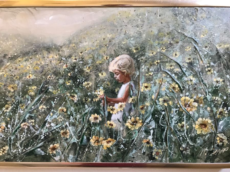 Framed Original Oil Painting Titled 'With The Daisies' By Marilyn Zapp [Photo 2]