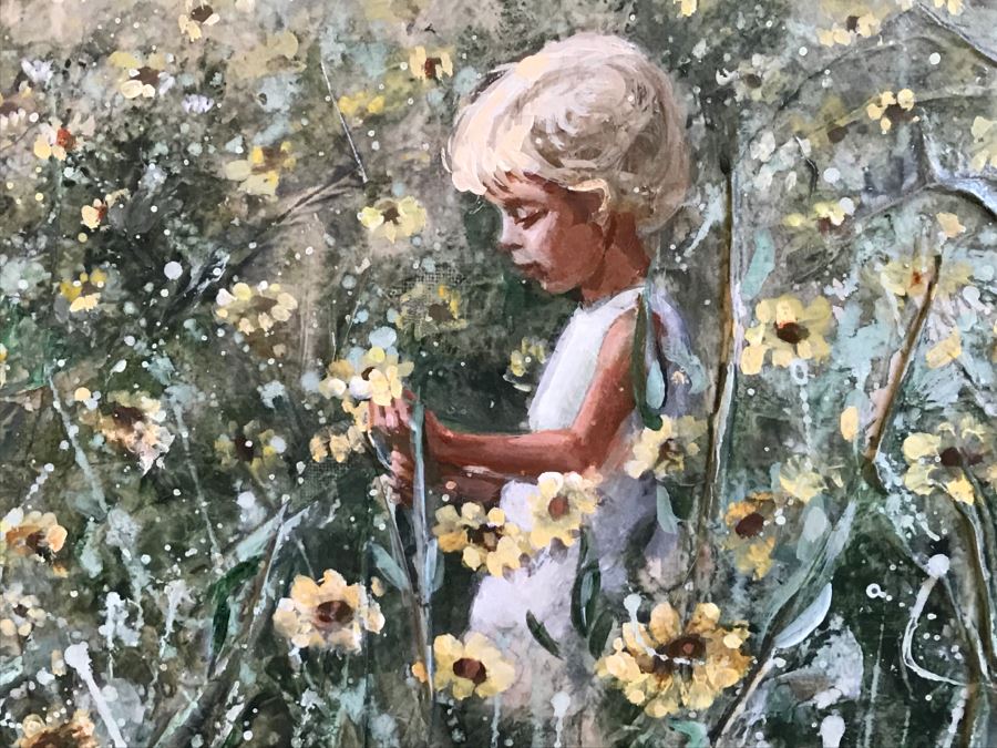 Framed Original Oil Painting Titled 'With The Daisies' By Marilyn Zapp [Photo 3]