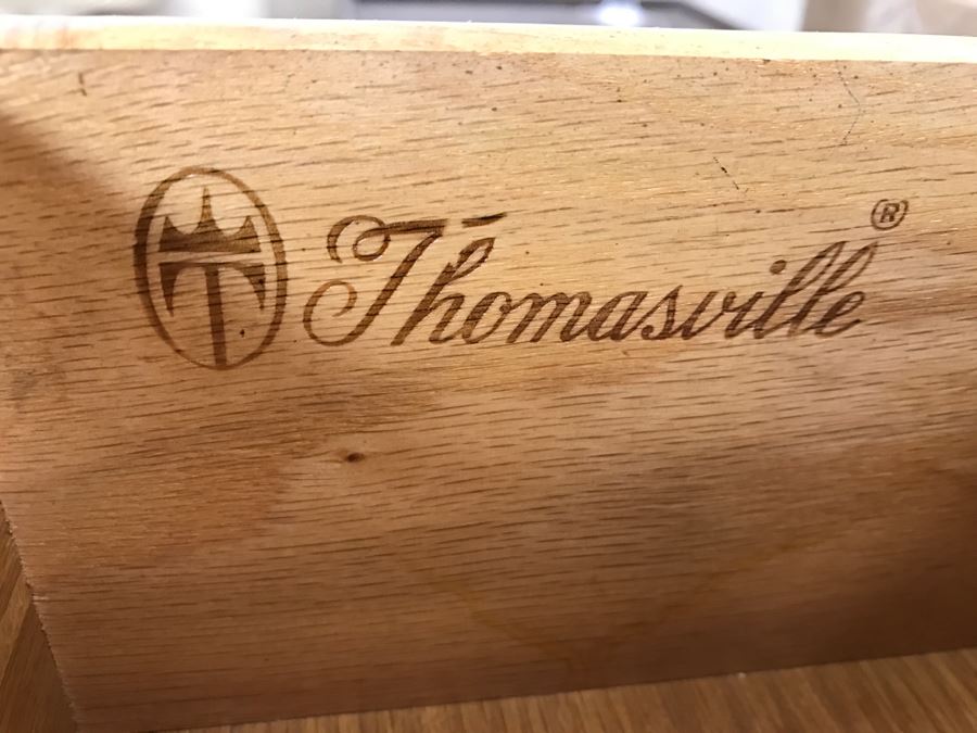 Nice Thomasville Wooden Writing Desk With Brass Lamp, Letter Opener And Walnut Box [Photo 8]