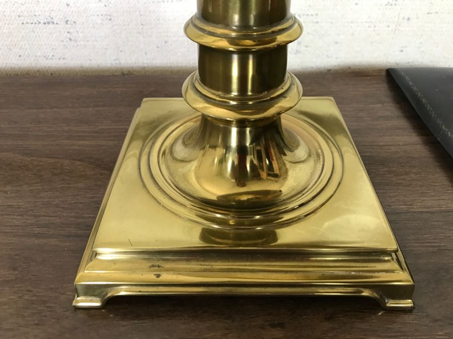Nice Thomasville Wooden Writing Desk With Brass Lamp, Letter Opener And Walnut Box [Photo 11]