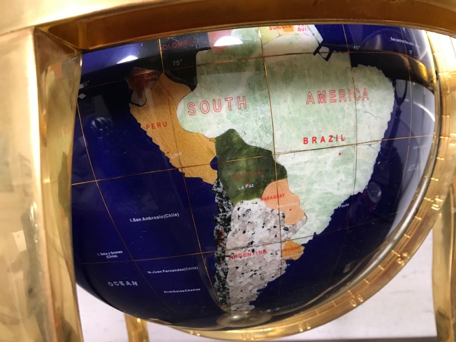 Gemstone World Globe With Brass Stand [Photo 3]