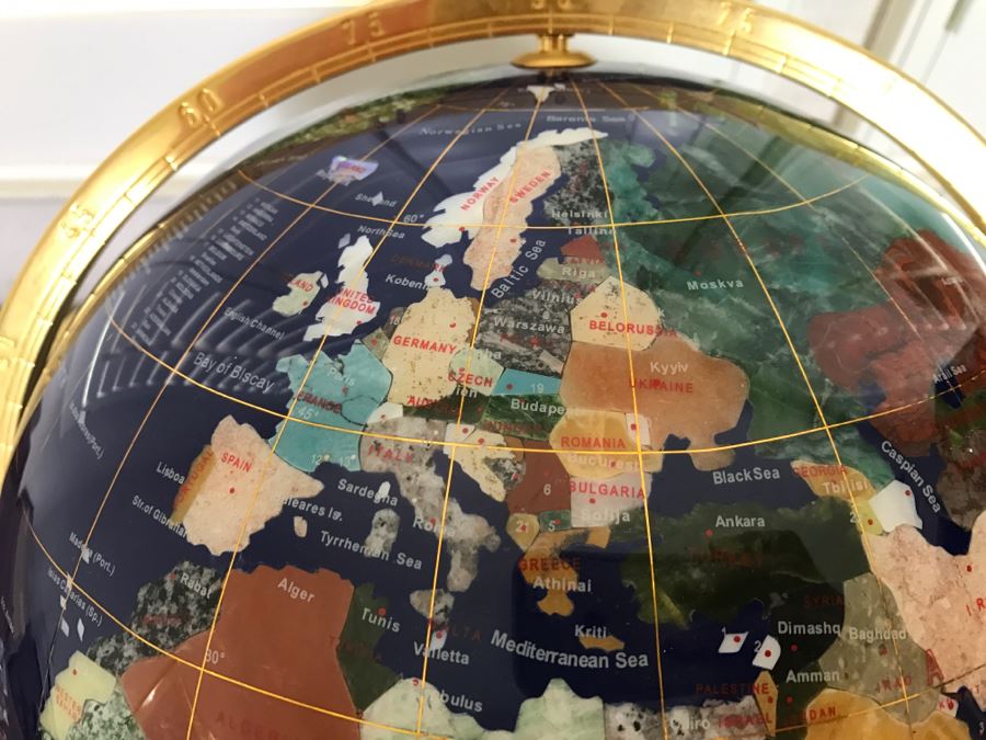 Gemstone World Globe With Brass Stand [Photo 7]