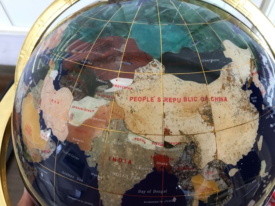 Gemstone World Globe With Brass Stand [Photo 8]