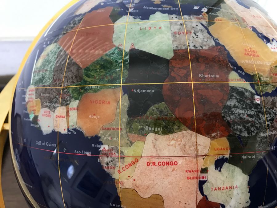 Gemstone World Globe With Brass Stand [Photo 6]