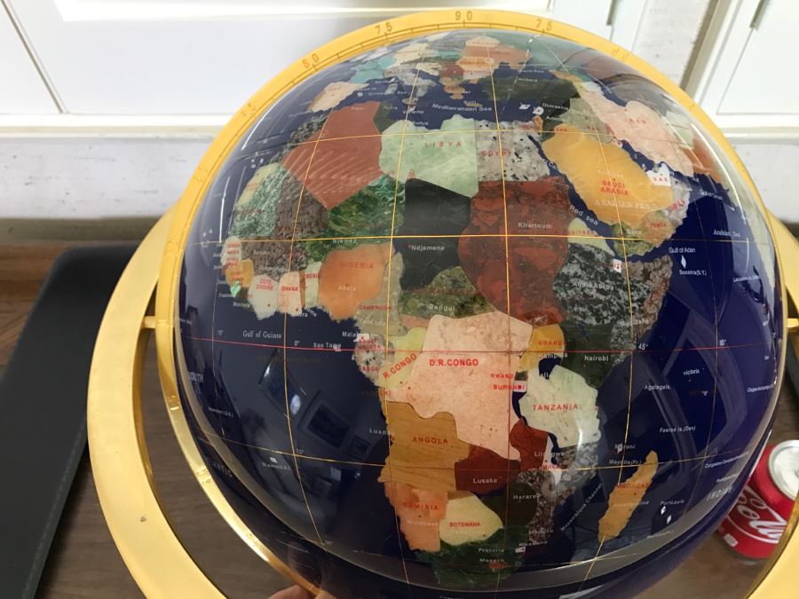 Gemstone World Globe With Brass Stand [Photo 5]