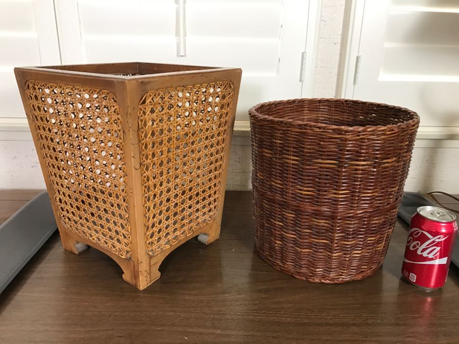 Cane And Wicker Waste Basket [Photo 1]
