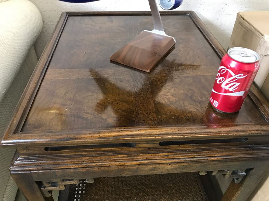 Wooden Two-Tier Chinoiserie Side Table With Cane Bottom [Photo 4]