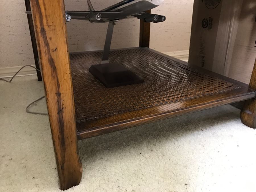 Wooden Two-Tier Chinoiserie Side Table With Cane Bottom [Photo 3]