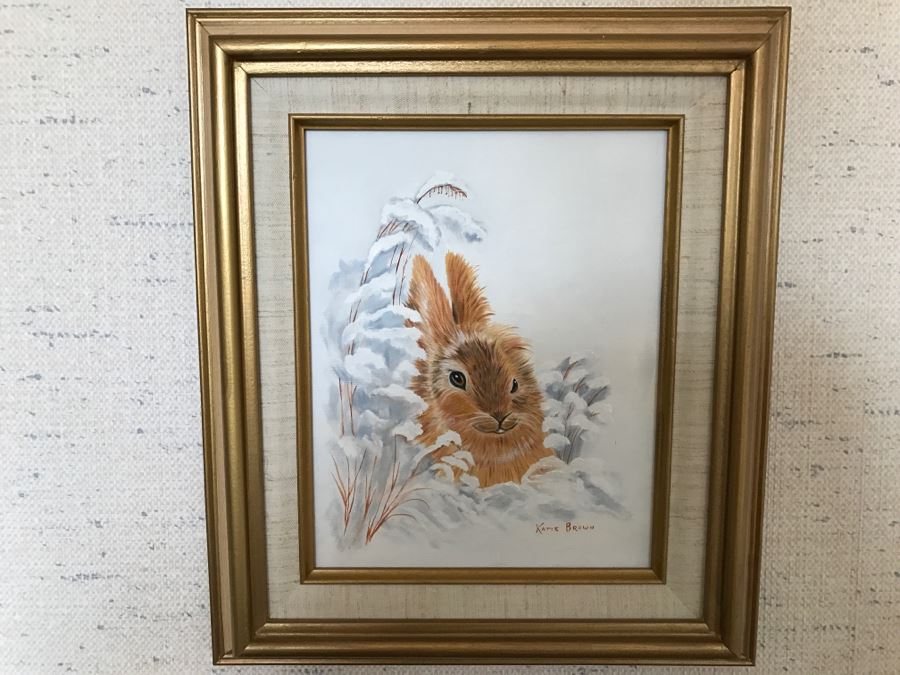 Framed Original Oil Painting Of Rabbit By Katie Brown [Photo 1]