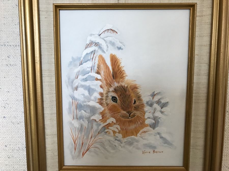 Framed Original Oil Painting Of Rabbit By Katie Brown [Photo 2]