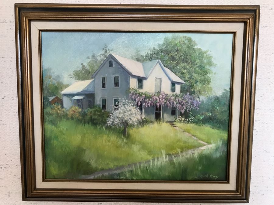 Framed Original Oil Painting Titled 'Spring's Fancy Dress' By Ruth M. King [Photo 17]