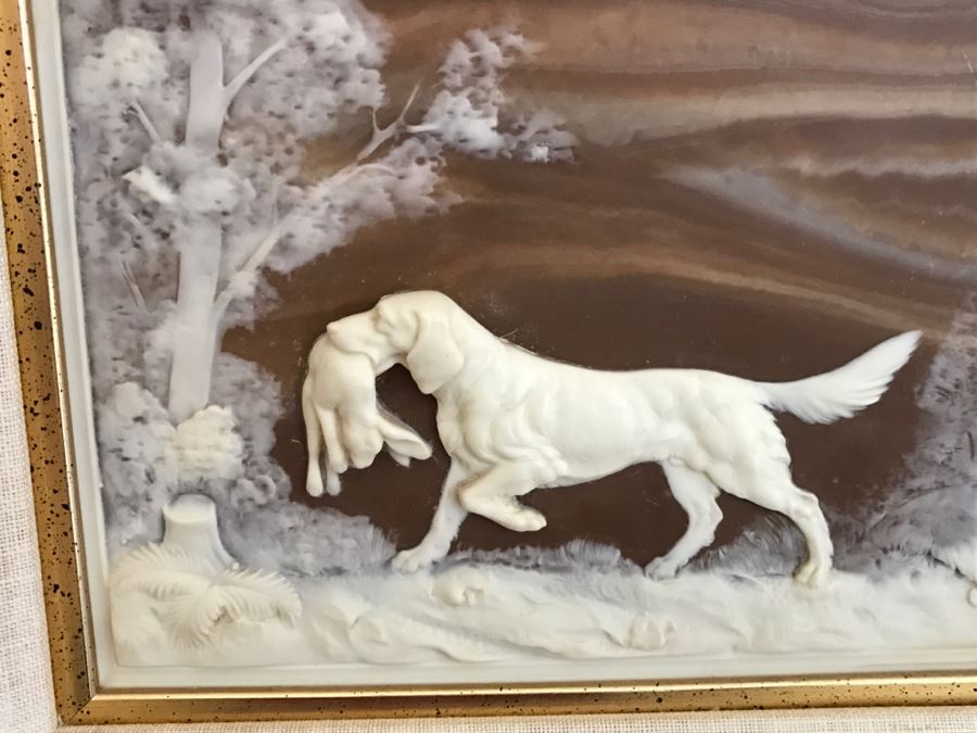 Pair Of Framed Bas-Relief Hunting Dog Pictures [Photo 5]
