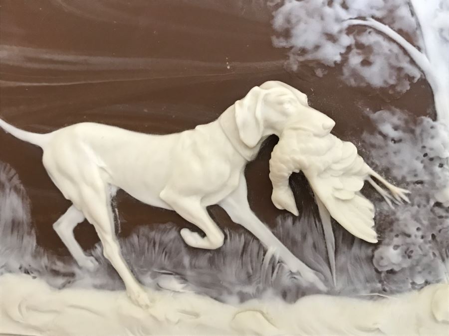 Pair Of Framed Bas-Relief Hunting Dog Pictures [Photo 8]