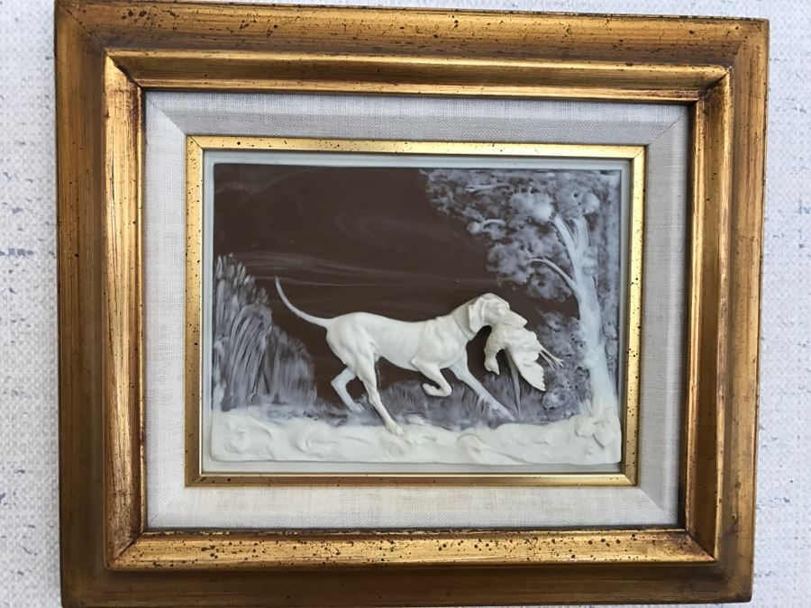 Pair Of Framed Bas-Relief Hunting Dog Pictures [Photo 9]