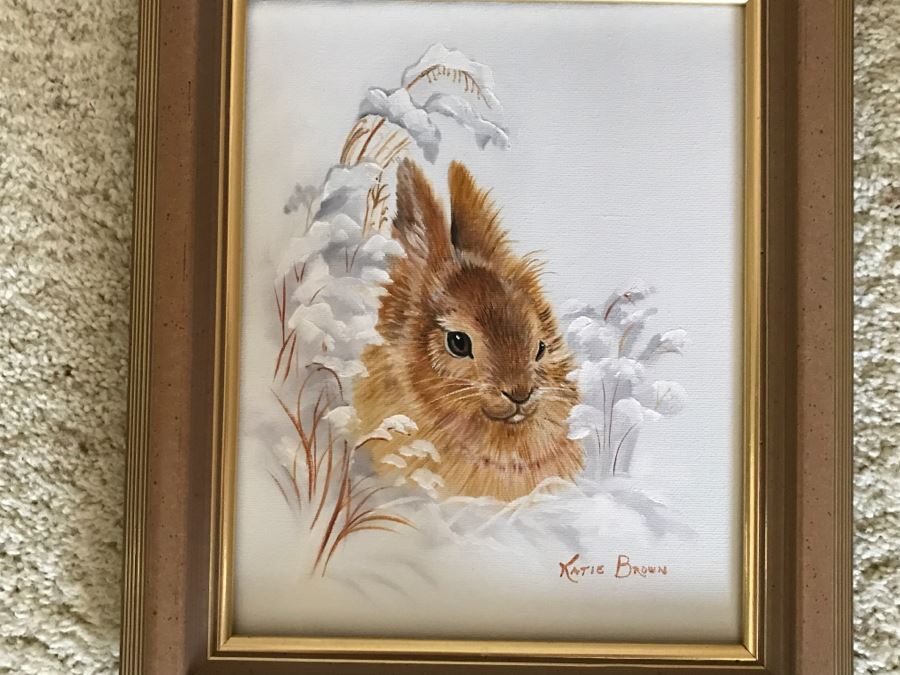 Framed Original Oil Painting Of Rabbit By Katie Brown [Photo 2]