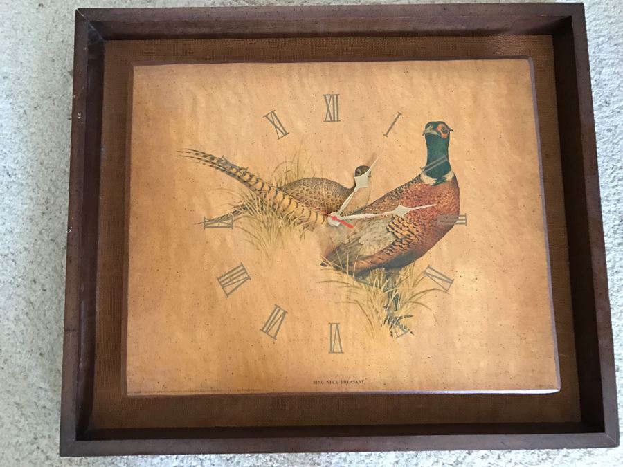Vintage Ring Neck Pheasant Picture Clock By Arts Primarliy Co [Photo 1]