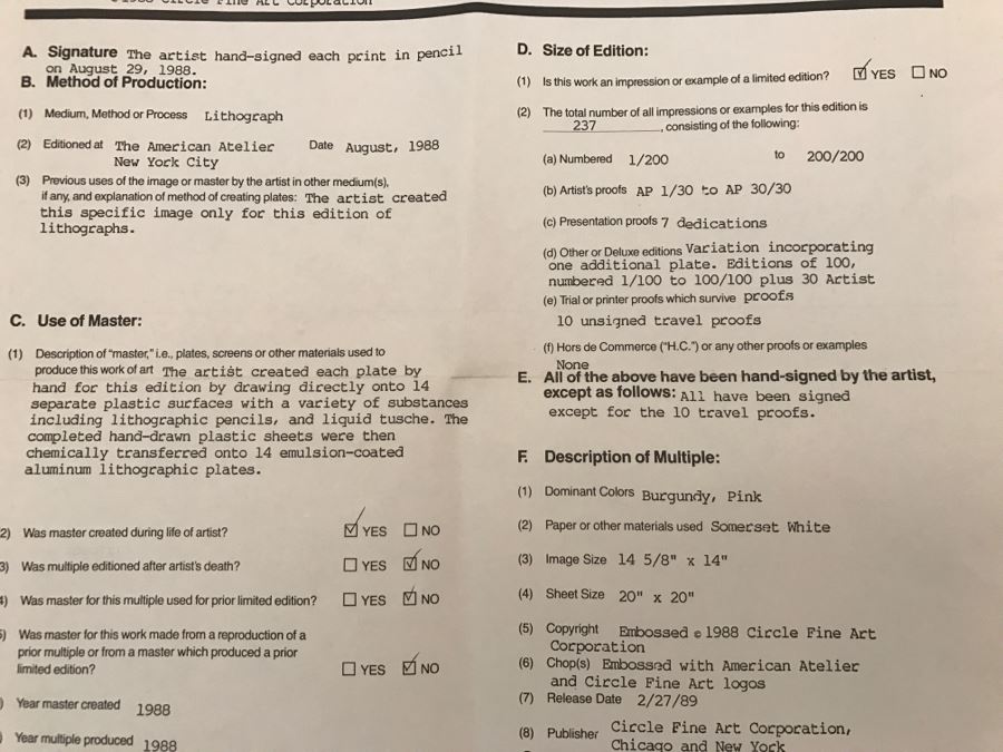 Douglas Hofmann Nude 'Pink Flowers' Hand-Signed Lithograph Print 1988 29 Of 200 [Photo 15]