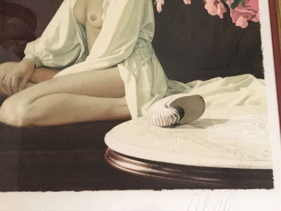 Douglas Hofmann Nude 'Pink Flowers' Hand-Signed Lithograph Print 1988 29 Of 200 [Photo 4]