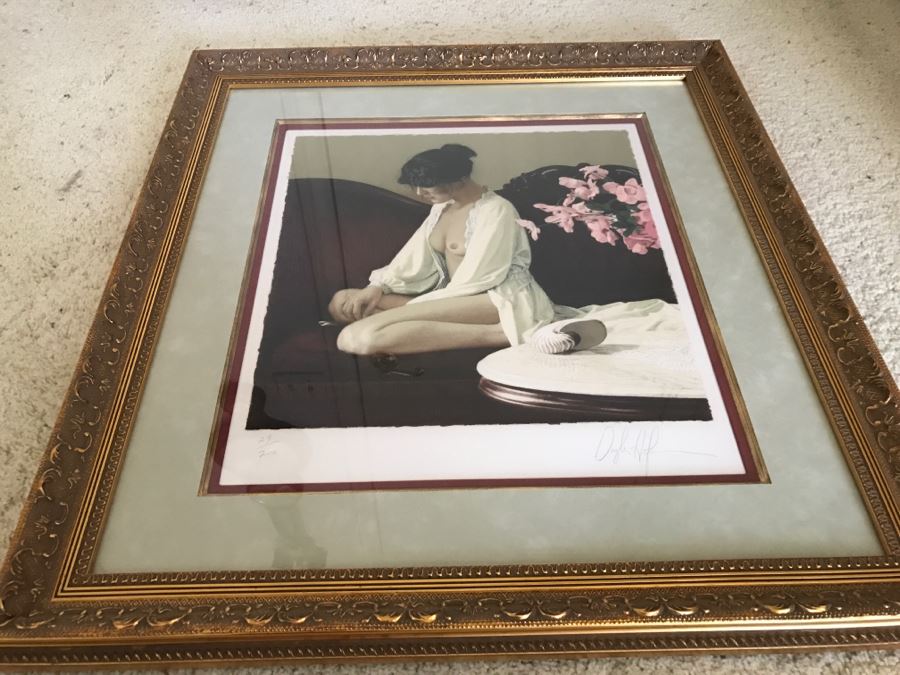 Douglas Hofmann Nude 'Pink Flowers' Hand-Signed Lithograph Print 1988 29 Of 200 [Photo 11]