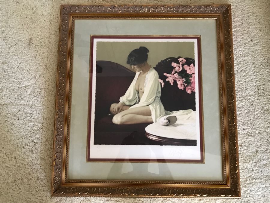 Douglas Hofmann Nude 'Pink Flowers' Hand-Signed Lithograph Print 1988 29 Of 200 [Photo 1]
