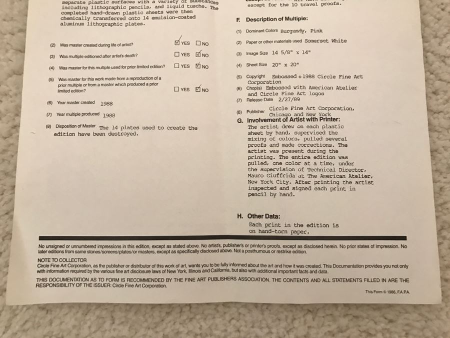 Douglas Hofmann Nude 'Pink Flowers' Hand-Signed Lithograph Print 1988 29 Of 200 [Photo 16]