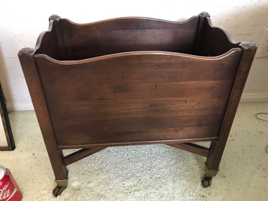 Ethan Allen Wooden Magazine Rack On Casters [Photo 2]