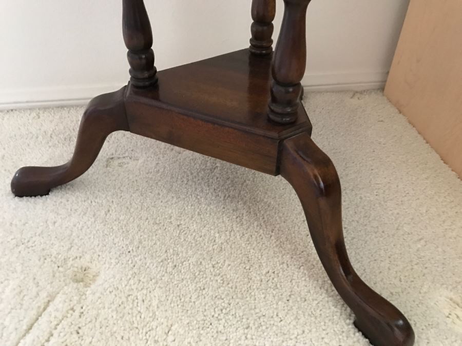 Wooden 3-Tier Plant Stand With Brass Pot And Artificial Plant [Photo 5]