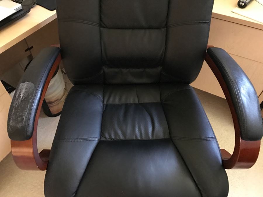 Nice Corner Computer Desk With Black Office Chair (Note Wear On Chair) [Photo 9]