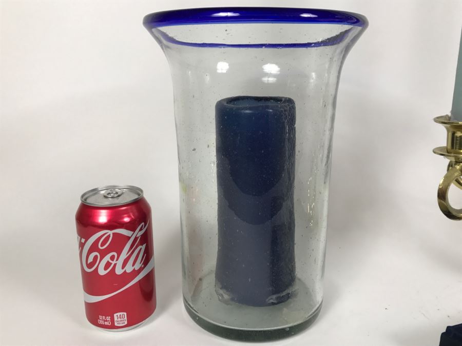 Brass candelabra, Glass Candle Holder And Needlepoint Box [Photo 6]