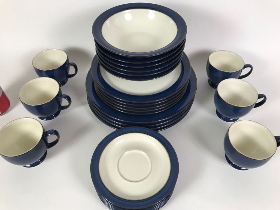 DENBY England Blue And White Dinnerware Stoneware ~27 Pieces [Photo 4]
