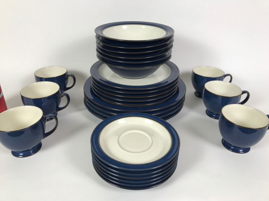 DENBY England Blue And White Dinnerware Stoneware ~27 Pieces [Photo 3]