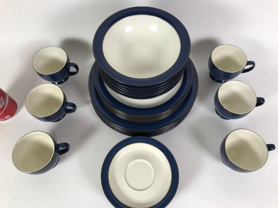 DENBY England Blue And White Dinnerware Stoneware ~27 Pieces [Photo 5]