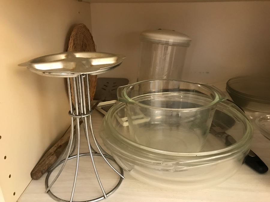 Various Kitchen Appliances, Cookware, Corningware, Hand Painted Pig - Everything Shown On 4 Shelves [Photo 8]