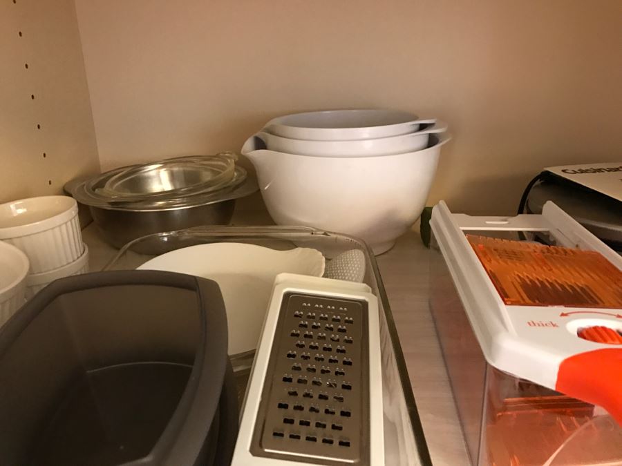 Various Kitchen Appliances, Cookware, Corningware, Hand Painted Pig - Everything Shown On 4 Shelves [Photo 14]