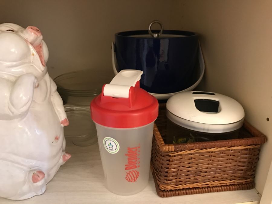 Various Kitchen Appliances, Cookware, Corningware, Hand Painted Pig - Everything Shown On 4 Shelves [Photo 6]