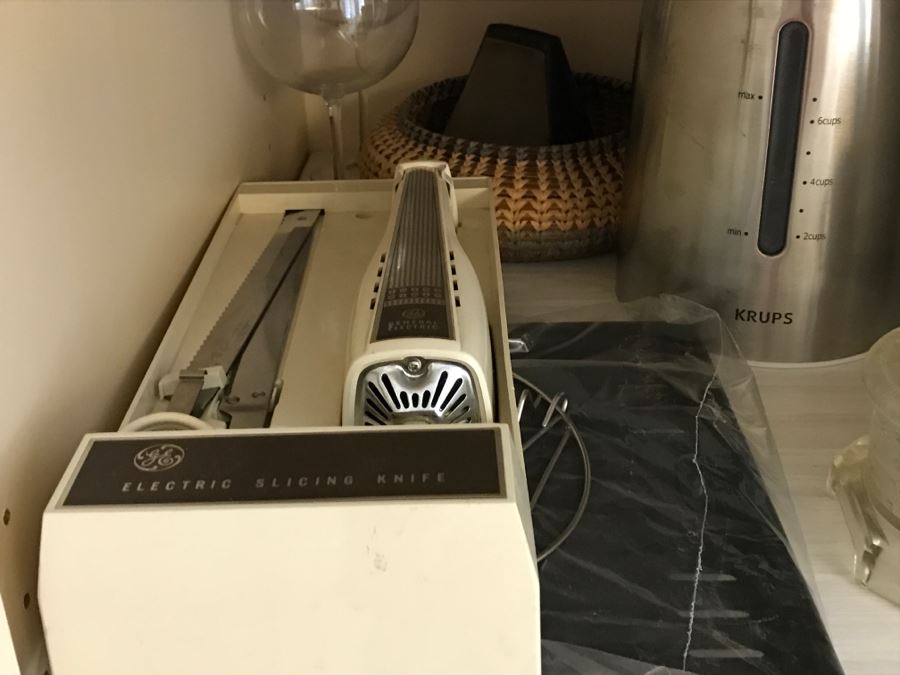 Various Kitchen Appliances, Cookware, Corningware, Hand Painted Pig - Everything Shown On 4 Shelves [Photo 19]