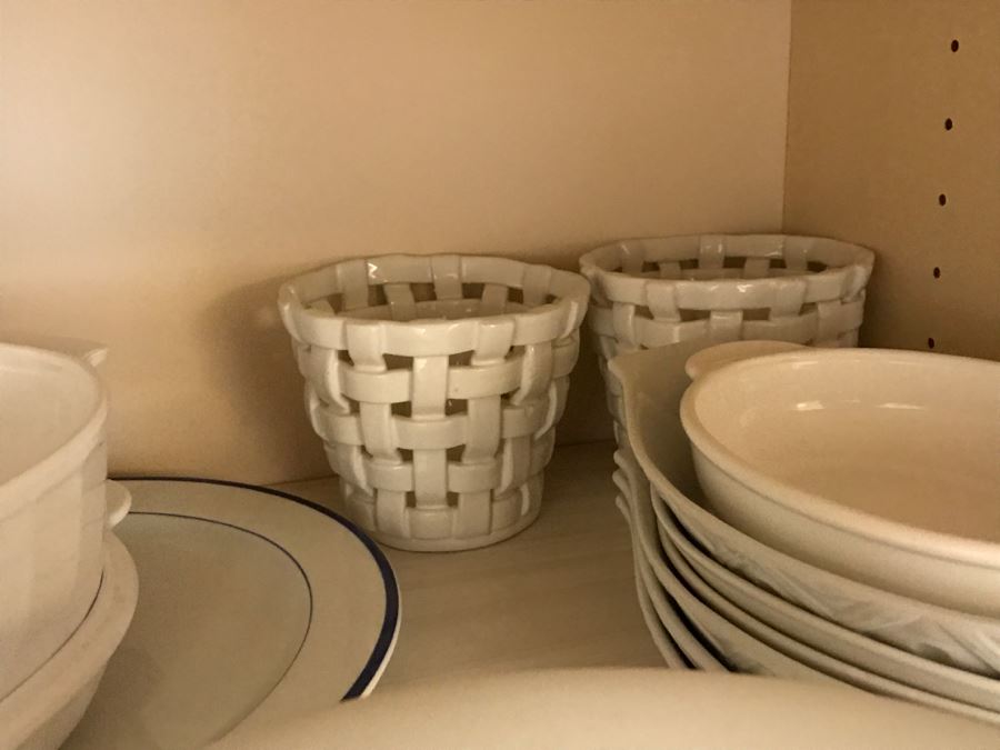 Various Kitchen Appliances, Cookware, Corningware, Hand Painted Pig - Everything Shown On 4 Shelves [Photo 29]