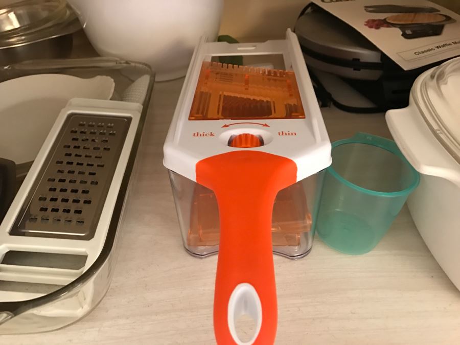 Various Kitchen Appliances, Cookware, Corningware, Hand Painted Pig - Everything Shown On 4 Shelves [Photo 12]