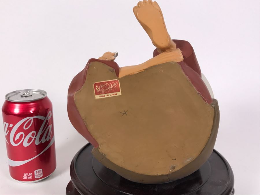 Hakata Urasaki Doll Signed Man With Bird With Wooden Stand Japan [Photo 7]