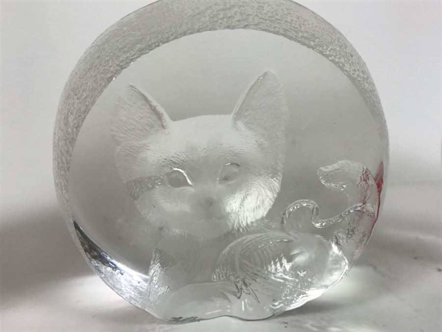 Set Of 3 Mats Jonasson Lead Crystal Glass Animal Figurine Paperweights Handmade In Sweden Individually Etched Signed [Photo 9]