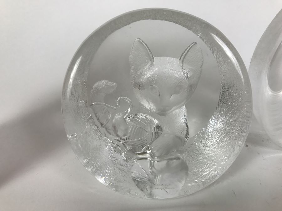 Set Of 3 Mats Jonasson Lead Crystal Glass Animal Figurine Paperweights Handmade In Sweden Individually Etched Signed [Photo 3]