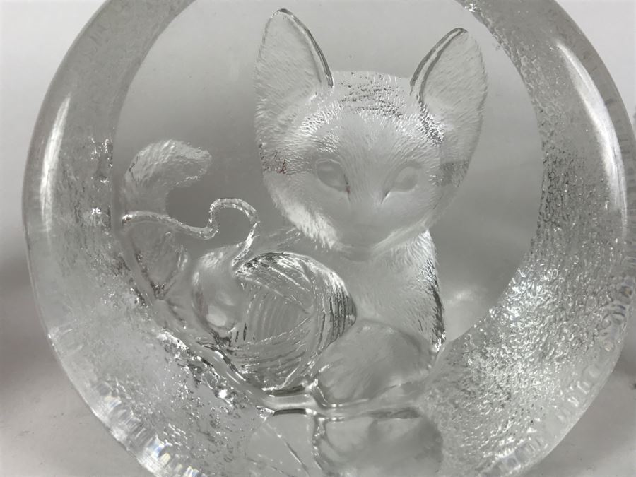 Set Of 3 Mats Jonasson Lead Crystal Glass Animal Figurine Paperweights Handmade In Sweden Individually Etched Signed [Photo 4]