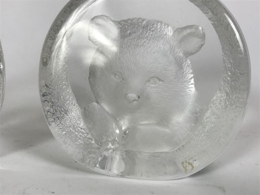 Set Of 3 Mats Jonasson Lead Crystal Glass Animal Figurine Paperweights Handmade In Sweden Individually Etched Signed [Photo 6]