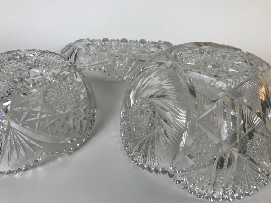 Set Of 3 Detailed Cut Crystal Bowls [Photo 26]