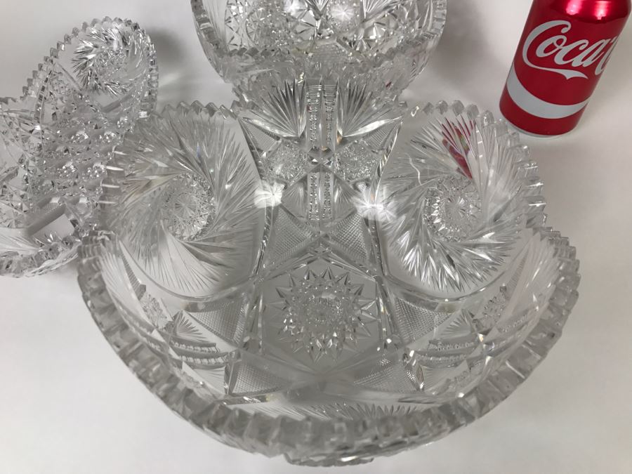 Set Of 3 Detailed Cut Crystal Bowls [Photo 9]