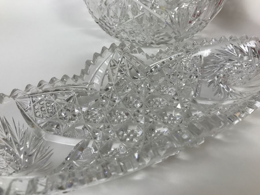 Set Of 3 Detailed Cut Crystal Bowls [Photo 16]